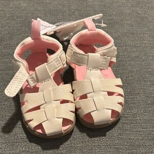 Kids White and Pink Sandals
